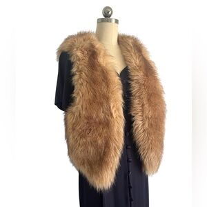 Cognac Faux Fur Vest Glam Statement Layering Piece Luxury Brown Faux Fur Size M